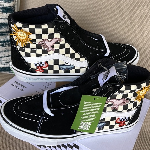 Vans Skate Sk8- Hi Skateistan Popcush  Checkerboard MEN`S - Picture 11 of 16